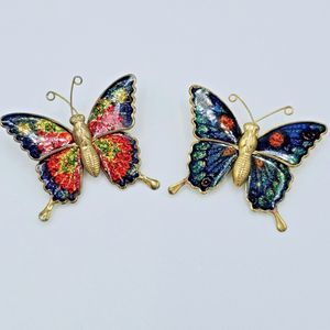 Butterfly Brooch Vintage Interpur Taiwan Glitter Enamel Gold Tone Insect Gift